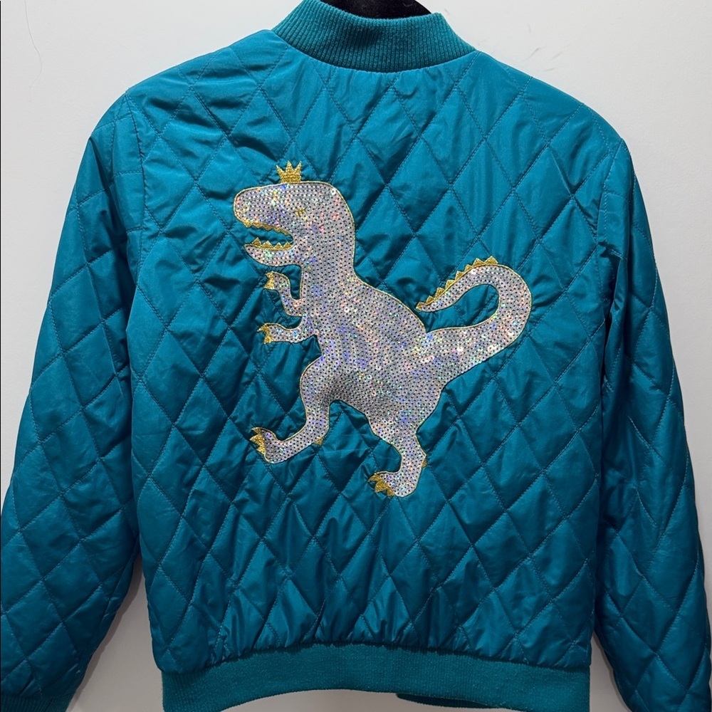 Cat & Jack Teal Jacket with Silver Dinosaur 0093